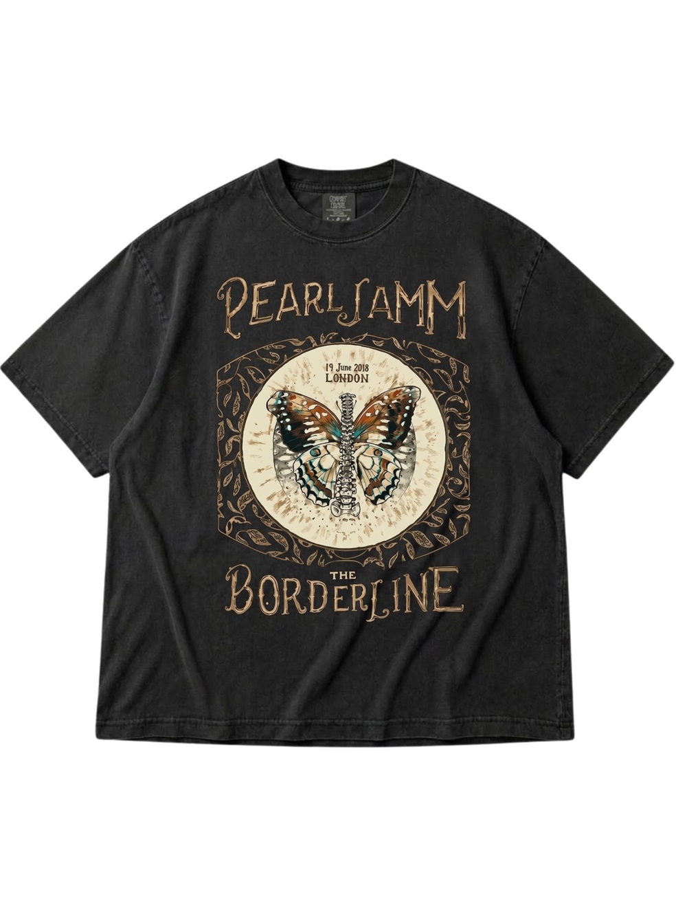 Comfort Colors Black Pearl Jam 'The Borderline' Butterfly Graphic Tee